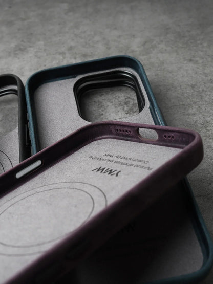 Genuine Leather Case for iPhone 17 16 15 Pro Max Magnetic PULL-UP Cowhide Phone Cover
