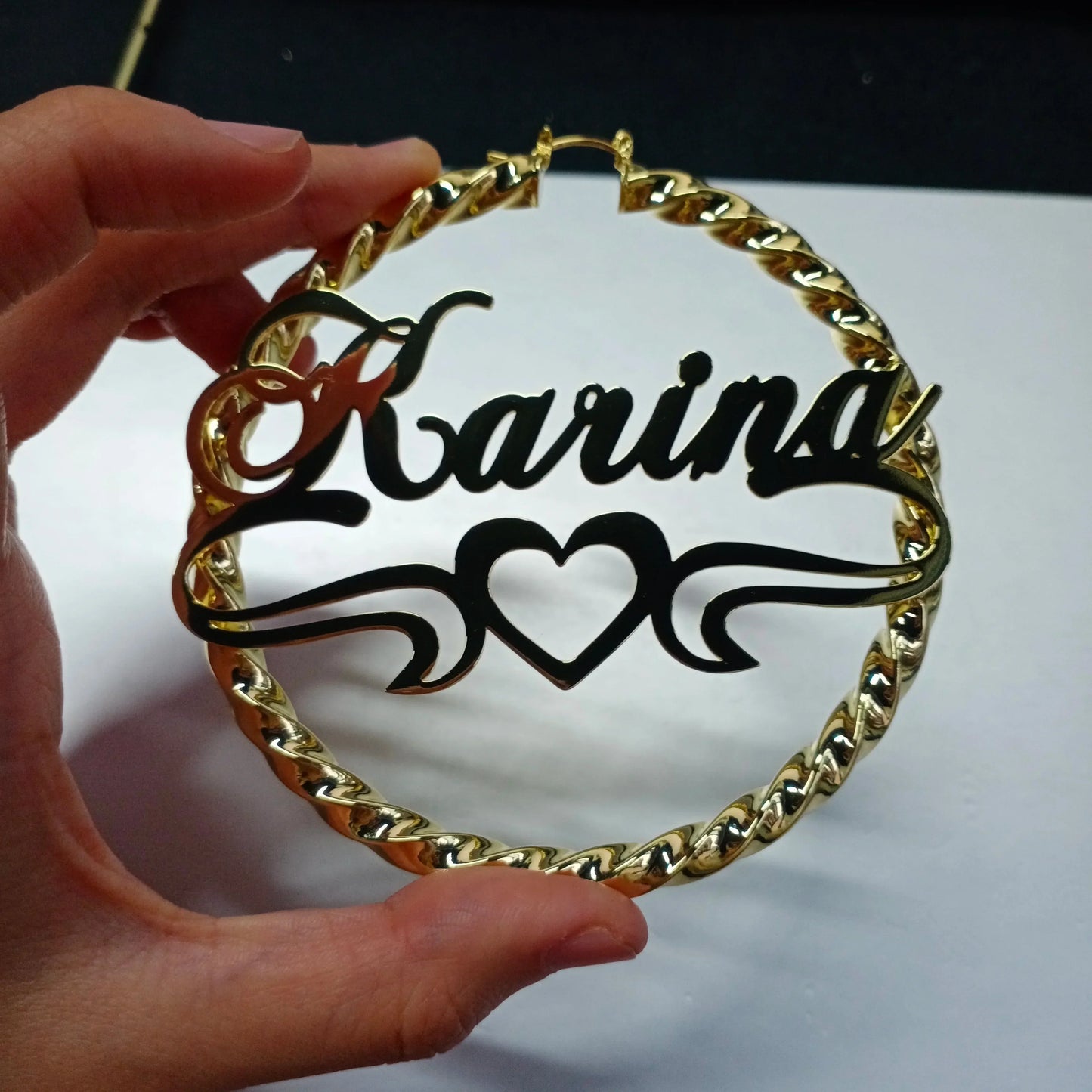 Hiphop Punk Style Bamboo Big Hoop Earrings Customize Personized Name Earrings For Women Personlized Earrings Gifts