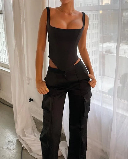 Corset Bandage Top Women Black Camisole Short Cropped Tank Tops 2023 Summer Sexy Elegant Nightclub Evening Party Female Clothes