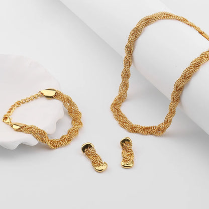 Hollow Earrings Necklace Set Fashion Women Dubai Africa Luxury Punk Jewellery Valentine's Day Gift Choker Necklace