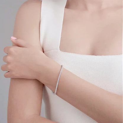 2mm Moissanite Tennis Bracelet 925 Sterling Silver Plated White Gold Bracelet for Women Man Sparkling Party Jewelry