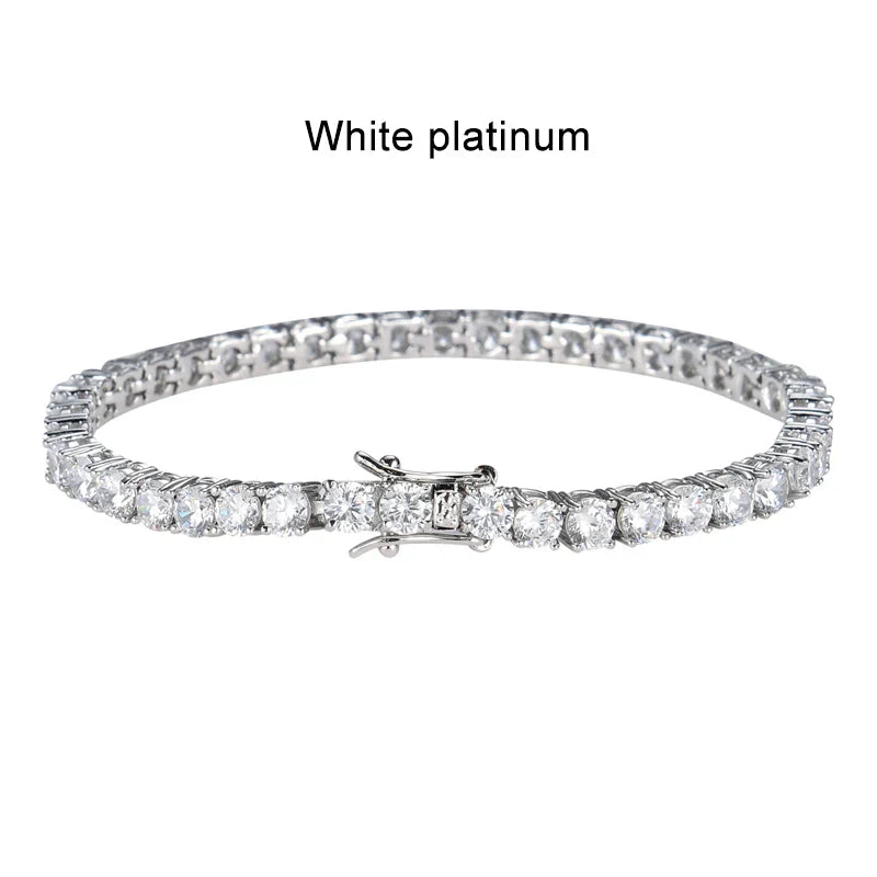 2mm Moissanite Tennis Bracelet 925 Sterling Silver Plated White Gold Bracelet for Women Man Sparkling Party Jewelry
