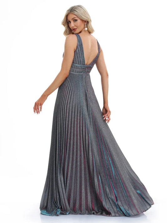 Luxury Sexy Deep V-Neck Sequins Blue Evening Dresses Women Elegant V-back Wedding Party Long Prom Cocktail Dress