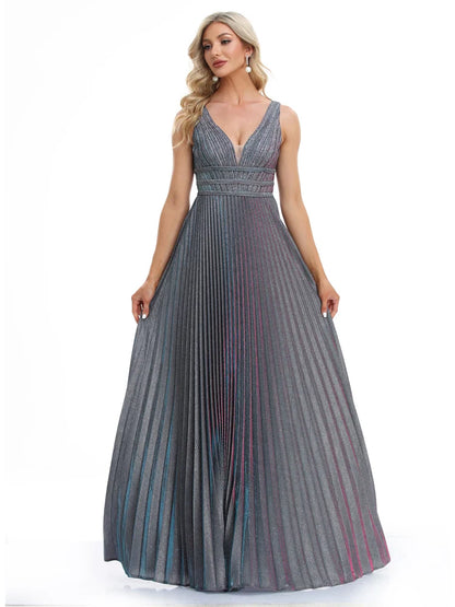 Luxury Sexy Deep V-Neck Sequins Blue Evening Dresses Women Elegant V-back Wedding Party Long Prom Cocktail Dress
