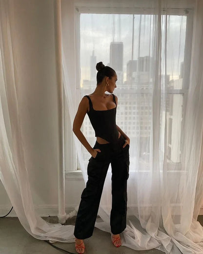 Corset Bandage Top Women Black Camisole Short Cropped Tank Tops 2023 Summer Sexy Elegant Nightclub Evening Party Female Clothes