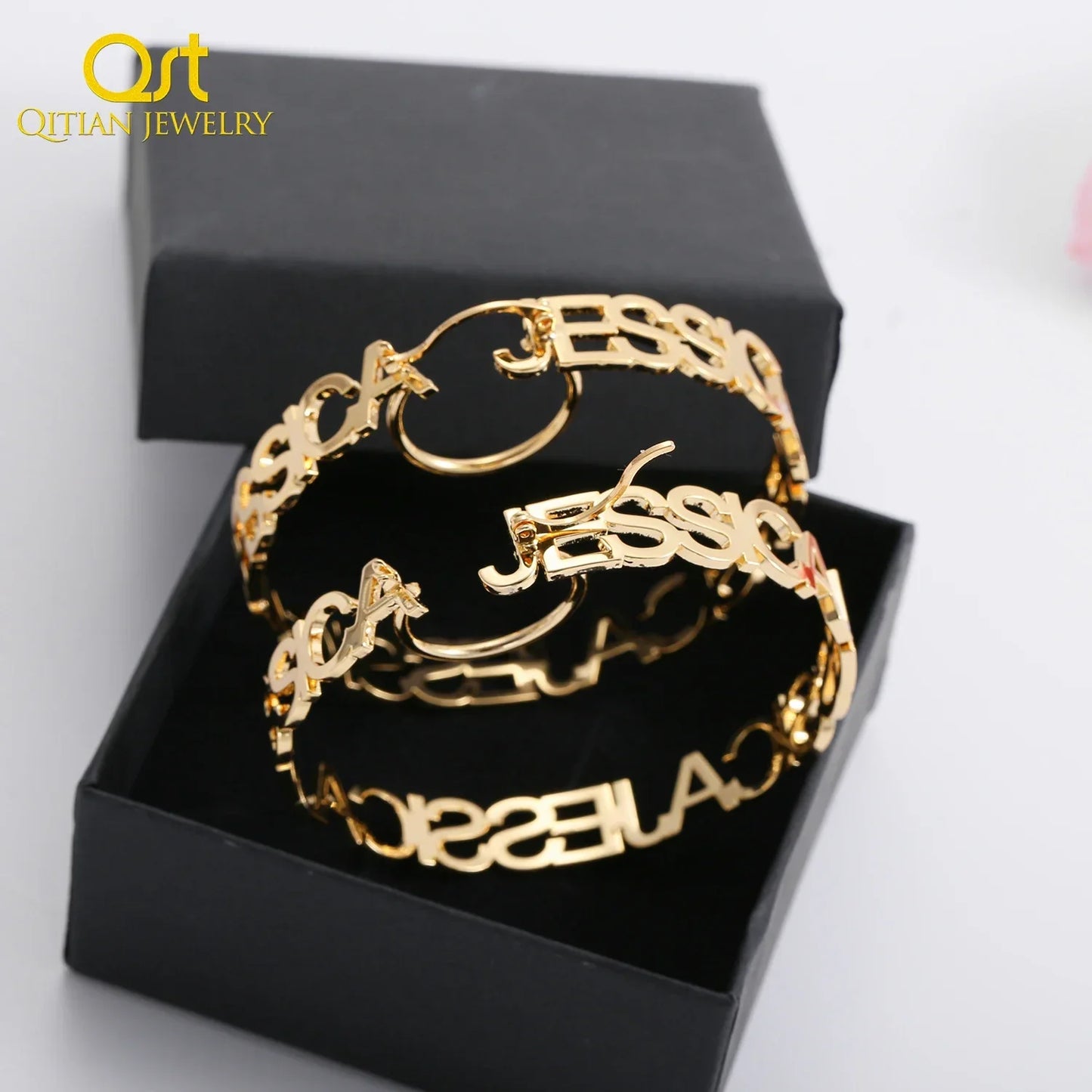 Custom Hoop Earrings With Name Personalized Name Earrings For Women Large Circle Letter Earrings Gold Stainless Steel Jewelry