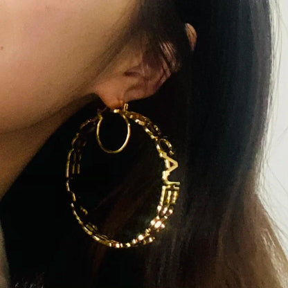 Custom Hoop Earrings With Name Personalized Name Earrings For Women Large Circle Letter Earrings Gold Stainless Steel Jewelry