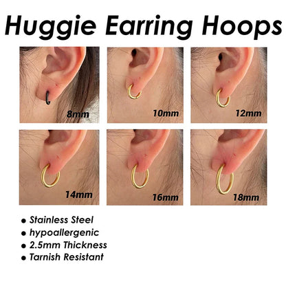 100 Pieces x Stainless Steel Huggie Hoop Earrings Gold Color Black Wholesale Stainless Steel Earring Hoops for Women or Men
