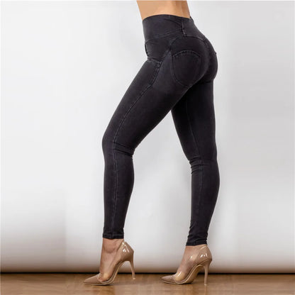 Butt Lift Jeans Black Skinny Women Stretchable Jeans Slimming Jeggings Streetwear With Three Buttons