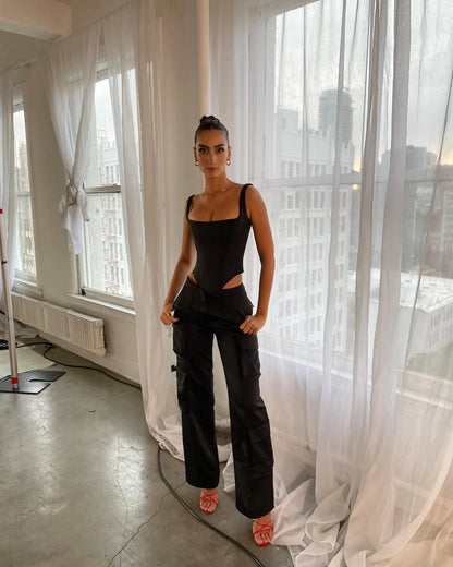 Corset Bandage Top Women Black Camisole Short Cropped Tank Tops 2023 Summer Sexy Elegant Nightclub Evening Party Female Clothes
