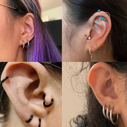100 Pieces x Stainless Steel Huggie Hoop Earrings Gold Color Black Wholesale Stainless Steel Earring Hoops for Women or Men