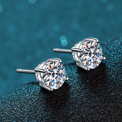 2.0ct Moissanite Earrings for Women Lab Grown Diamond Ear Studs 925 Sterling Silver Fine Jewelry Gift