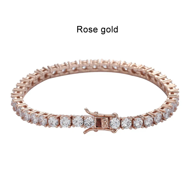 2mm Moissanite Tennis Bracelet 925 Sterling Silver Plated White Gold Bracelet for Women Man Sparkling Party Jewelry