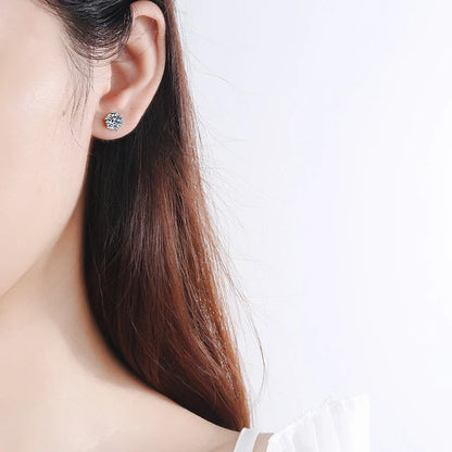 Moissanite Earrings Screw Stud Sterling Silver D VVS1 Lab Diamond with GRA Classic 6 Claws Round Ear Studs For Women