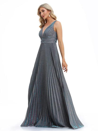 Luxury Sexy Deep V-Neck Sequins Blue Evening Dresses Women Elegant V-back Wedding Party Long Prom Cocktail Dress