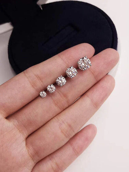CZ Stud Earrings 925 Sterling Silver Platinum Plated Round Cubic Zirconia Hypoallergenic Barbell Earrings 4-7mm