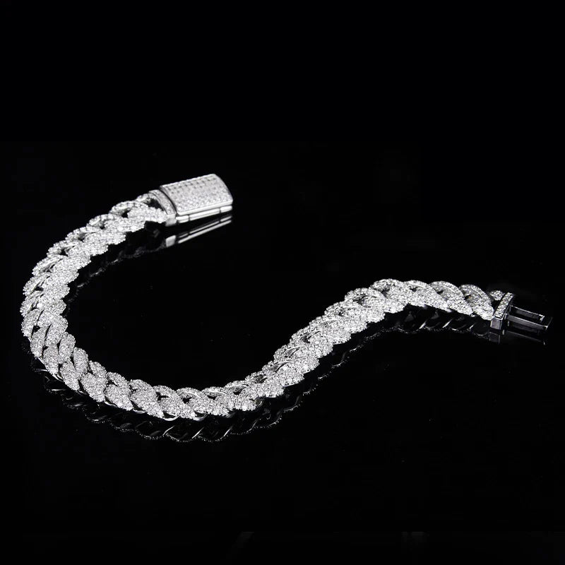 All Moissanite Cuban Hip Hop Bracelet for Men 6mm 8mm Full Diamond with GRA 925 Sterling Silver Teen Girls Chain