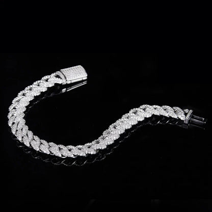All Moissanite Cuban Hip Hop Bracelet for Men 6mm 8mm Full Diamond with GRA 925 Sterling Silver Teen Girls Chain