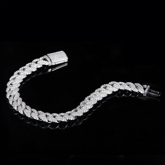 All Moissanite Cuban Hip Hop Bracelet for Men 6mm 8mm Full Diamond with GRA 925 Sterling Silver Teen Girls Chain