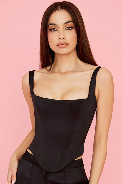 Corset Bandage Top Women Black Camisole Short Cropped Tank Tops 2023 Summer Sexy Elegant Nightclub Evening Party Female Clothes