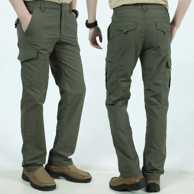 Cargo Pants Men Summer Tacitcal Casual Trousers Waterproof Quick Dry Multi Pocket Pant Male Work Outdoor Joggers Running 5XL