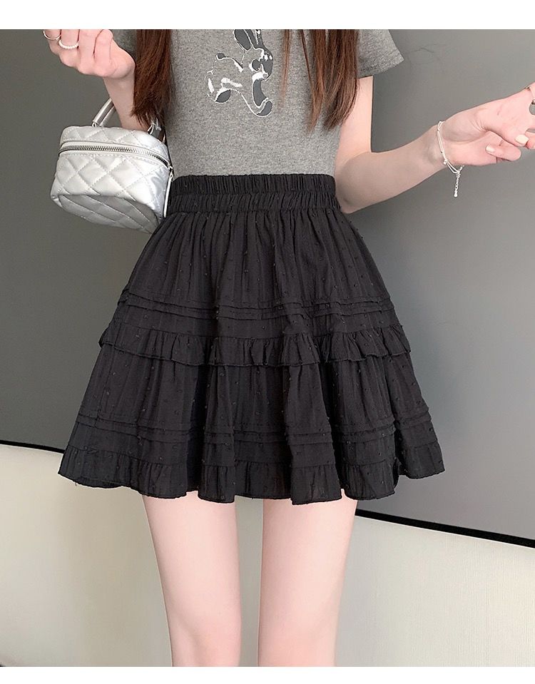 Summer Kawaii White Ruflles Skirt Women Fashion Slim Fit Mini Skirts Girls Y2k Versatile Elastic High Waist A-Line Back Faldas