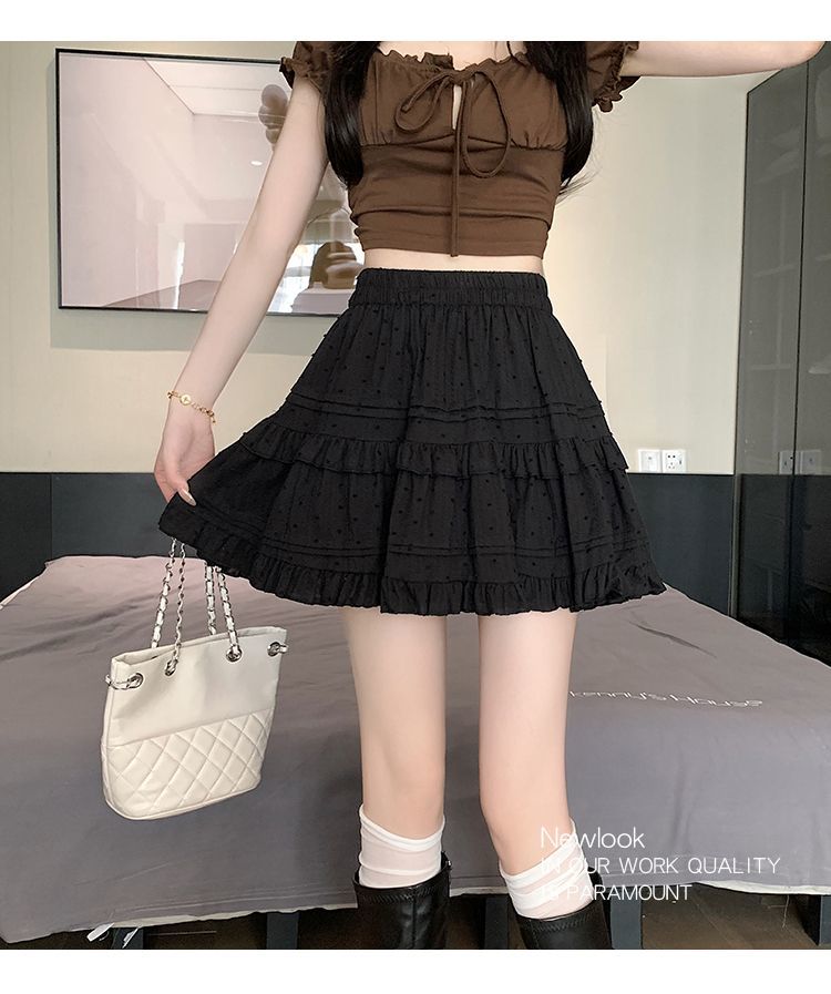 Kawaii White High Waist Pleated Mini Skirts for Women Summer Slim A-Line Skirt Y2K Versatile Puff Tiered Faldas for Girls Female