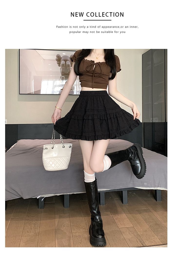 Kawaii White High Waist Pleated Mini Skirts for Women Summer Slim A-Line Skirt Y2K Versatile Puff Tiered Faldas for Girls Female